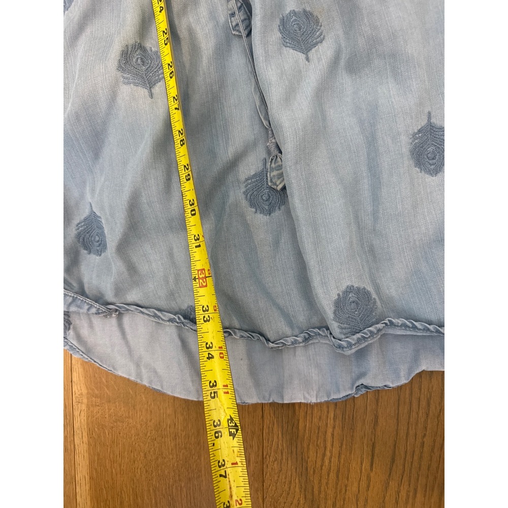 Anthropologie Holding Horses Chambray Embroidered Drawstring Mini Dress Blue M - Picture 6 of 8